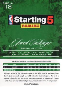 2012-13 Panini Prestige Starting Five #12 Jared Sullinger Back