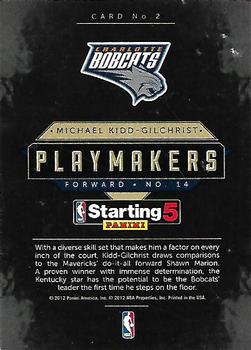 2012-13 Panini Prestige Starting Five - Playmakers #2 Michael Kidd-Gilchrist Back