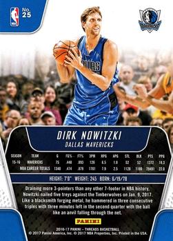 2016-17 Panini Threads #25 Dirk Nowitzki Back