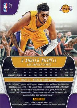 2016-17 Panini Threads #31 D'Angelo Russell Back