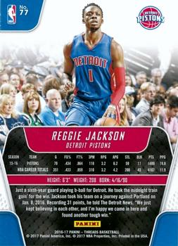 2016-17 Panini Threads #77 Reggie Jackson Back