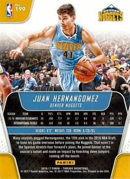 2016-17 Panini Threads #190 Juan Hernangomez Back