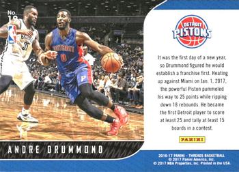 2016-17 Panini Threads - Front-Row Seat Century Proof Dazzle #19 Andre Drummond Back