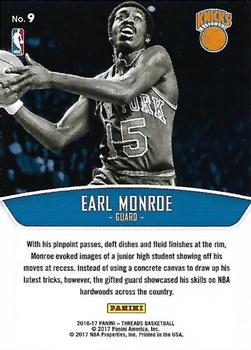2016-17 Panini Threads - Hardwood Pioneers Century Proof Dazzle #9 Earl Monroe Back