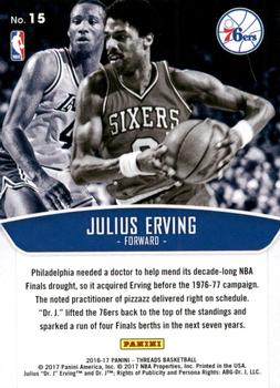 2016-17 Panini Threads - Hardwood Pioneers Century Proof Red #15 Julius Erving Back