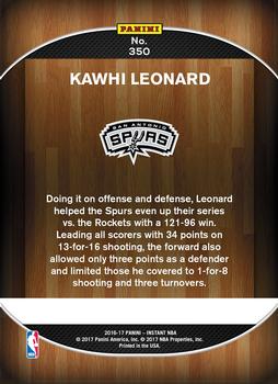 2016-17 Panini Instant NBA - Blue #350 Kawhi Leonard Back