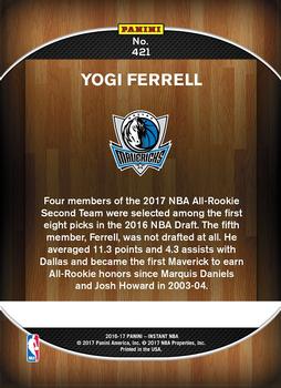 2016-17 Panini Instant NBA - Green #421 Yogi Ferrell Back