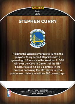 2016-17 Panini Instant NBA - Black #397 Stephen Curry Back
