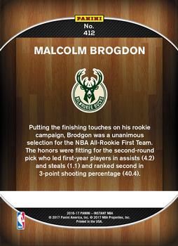 2016-17 Panini Instant NBA - Black #412 Malcolm Brogdon Back