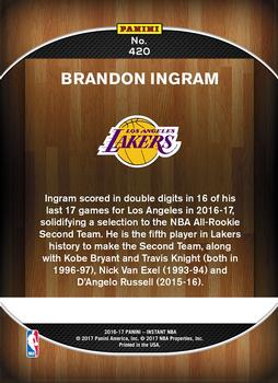 2016-17 Panini Instant NBA - Black #420 Brandon Ingram Back