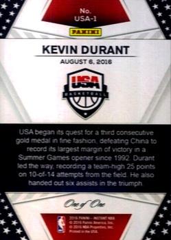 2016-17 Panini Instant NBA - Team USA Black #USA-1 Kevin Durant Back