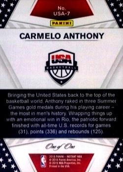 2016-17 Panini Instant NBA - Team USA Black #USA-7 Carmelo Anthony Back