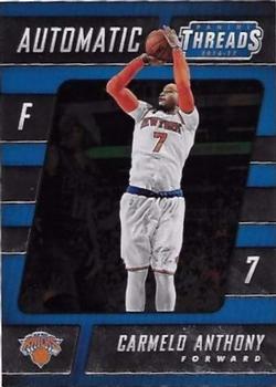 2016-17 Panini Threads - Automatic #3 Carmelo Anthony Front