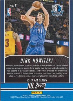 2016-17 Panini Threads - Automatic #7 Dirk Nowitzki Back