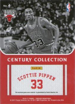 2016-17 Panini Threads - Century Collection Materials #4 Scottie Pippen Back