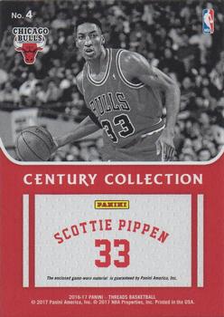 2016-17 Panini Threads - Century Collection Materials Prime #4 Scottie Pippen Back
