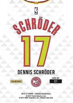 2016-17 Panini Threads - Team Threads Die Cuts #31 Dennis Schroder Back