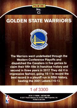 2016-17 Panini Instant NBA - Golden State Warriors 2017 Finals Championship Set Red #C1 Golden State Warriors Logo Back
