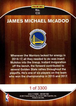 2016-17 Panini Instant NBA - Golden State Warriors 2017 Finals Championship Set Red #C11 James McAdoo Back
