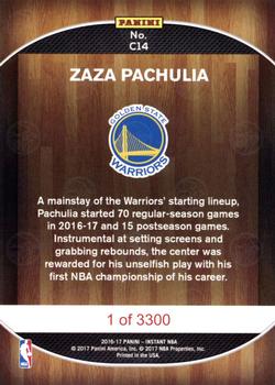 2016-17 Panini Instant NBA - Golden State Warriors 2017 Finals Championship Set Red #C14 Zaza Pachulia Back