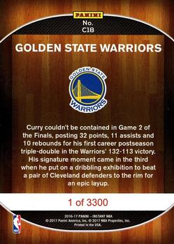 2016-17 Panini Instant NBA - Golden State Warriors 2017 Finals Championship Set Red #C18 Stephen Curry's Triple-Double Leads Warriors to Win Back