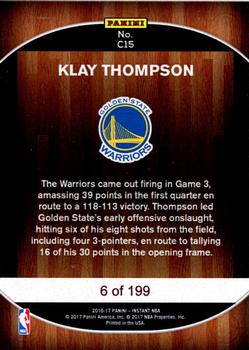 2016-17 Panini Instant NBA - Golden State Warriors 2017 Finals Championship Set Burgundy #15 Klay Thompson Back