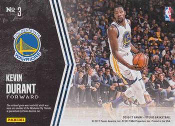 2016-17 Panini Studio - The Influencers #3 Kevin Durant Back