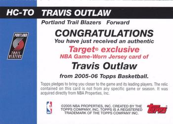 2005-06 Topps - Target Hardwood Classics Collection Jerseys #HC-TO Travis Outlaw Back