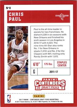 2017 Panini Contenders Draft Picks #8 Chris Paul Back