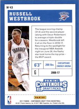 2017 Panini Contenders Draft Picks #43 Russell Westbrook Back