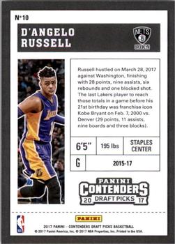 2017 Panini Contenders Draft Picks #10 D'Angelo Russell Back
