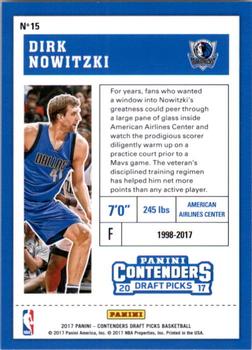 2017 Panini Contenders Draft Picks #15 Dirk Nowitzki Back