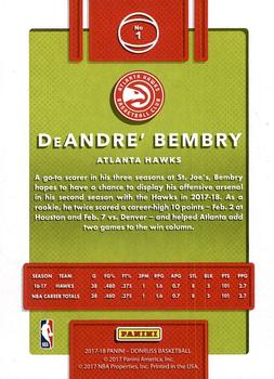 2017-18 Donruss #1 DeAndre' Bembry Back