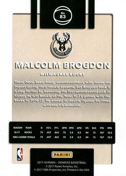 2017-18 Donruss #83 Malcolm Brogdon Back