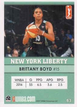 2017 Rittenhouse WNBA #63 Brittany Boyd Back