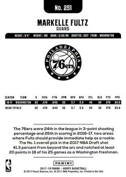 2017-18 Hoops #251 Markelle Fultz Back