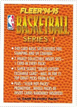1994-95 Fleer - Perforated Promo Sheet Singles #NNO Info Card Front