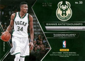2016-17 Panini Spectra - Spectacular Swatches Pink #33 Giannis Antetokounmpo Back