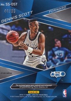 2016-17 Panini Spectra - Spectacular Swatches Autographs Neon Blue #SS-DST Dennis Scott Back
