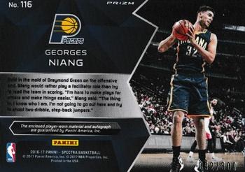2016-17 Panini Spectra - Rookie Jersey Autographs #116 Georges Niang Back