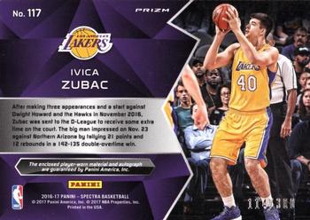 2016-17 Panini Spectra - Rookie Jersey Autographs #117 Ivica Zubac Back