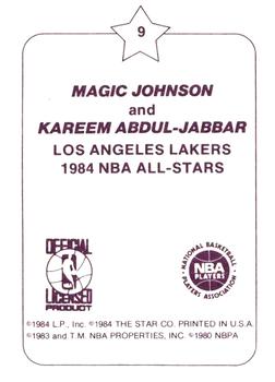 1984-85 Star Arena Los Angeles Lakers #9 Magic Johnson / Kareem Abdul-Jabbar Back