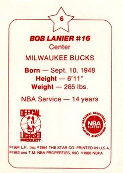 1984-85 Star Arena Milwaukee Bucks #6 Bob Lanier Back