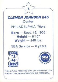 1984-85 Star Arena Philadelphia 76ers #5 Clemon Johnson Back