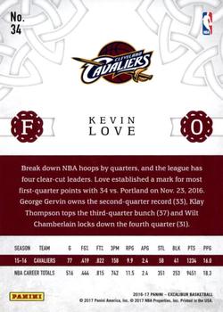 2016-17 Panini Excalibur - Lord #34 Kevin Love Back