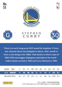 2016-17 Panini Excalibur - Lord #55 Stephen Curry Back