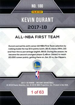 2017-18 Panini Instant NBA #180 Kevin Durant Back