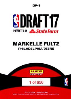 2017-18 Panini Instant NBA - Draft Night #DP-1 Markelle Fultz Back