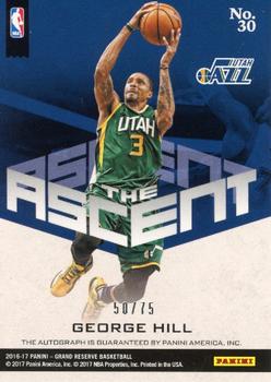 2016-17 Panini Grand Reserve - The Ascent #30 George Hill Back