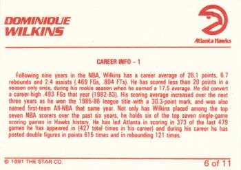 1990-91 Star Dominique Wilkins - Glossy #6 Dominique Wilkins / Career Info-1 Back